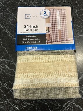 Mainstays Black & Cream Striped Curtain Panels